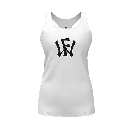 [CUS-DFW-RCBK-PER-WHT-FYS-LOGO1] Racerback Tank Top (Female Youth S, White, Logo 1)