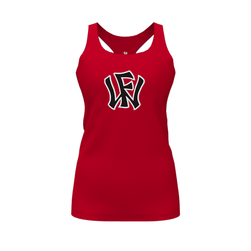 [CUS-DFW-RCBK-PER-RED-FYS-LOGO1] Racerback Tank Top (Female Youth S, Red, Logo 1)