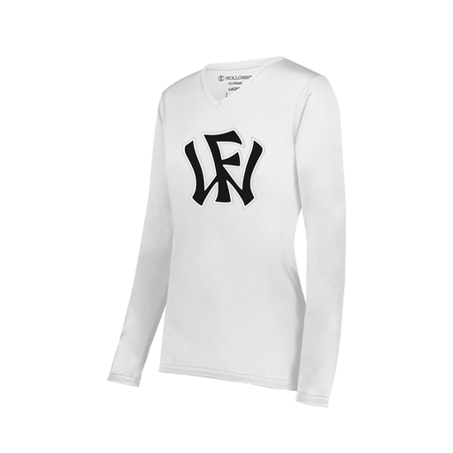 [222824.005.S-LOGO1] Ladies LS Smooth Sport Shirt (Female Adult S, White, Logo 1)