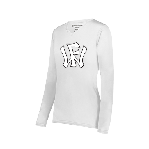 [222824.005.S-LOGO2] Ladies LS Smooth Sport Shirt (Female Adult S, White, Logo 2)