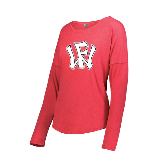 [3077.V96.XS-LOGO2] Ladies LS Ultra-blend T-Shirt (Female Adult XS, Red, Logo 2)